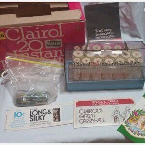 Vintage 1974 Clairol Hot Rollers Set Complete Kit w/ Original Box & Papers